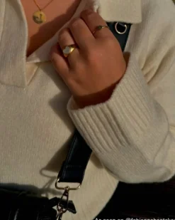 Finaste Graveerbare minimalistische ring met muntje goud kleurig Best