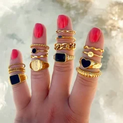 Finaste Graveerbare minimalistische ring met muntje goud kleurig Best