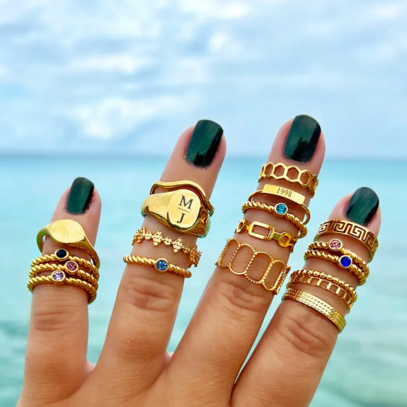 Finaste Graveerbare ring bar gold plated Discount
