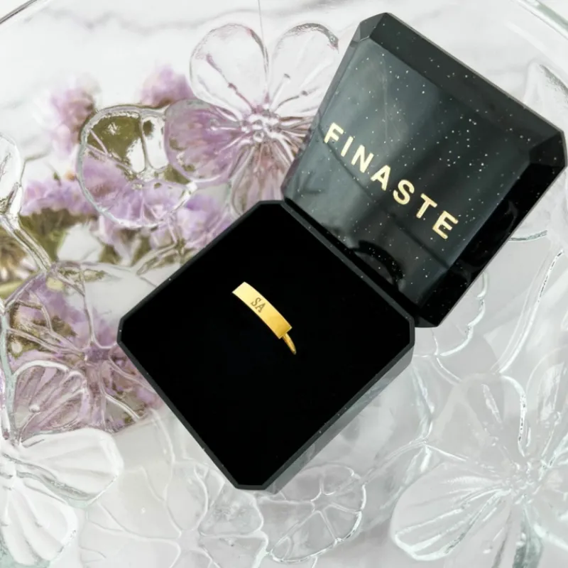 Finaste Graveerbare ring bar gold plated Discount