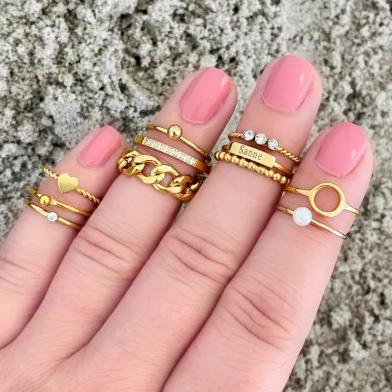 Finaste Graveerbare ring bar gold plated Discount