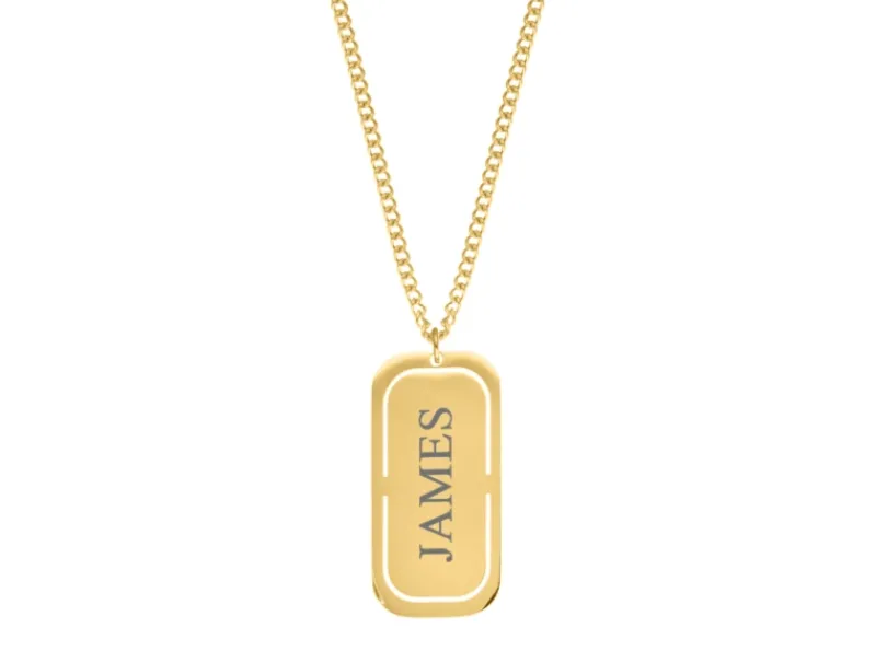 Finaste Graveerbare tag ketting heren goudkleurig Sale