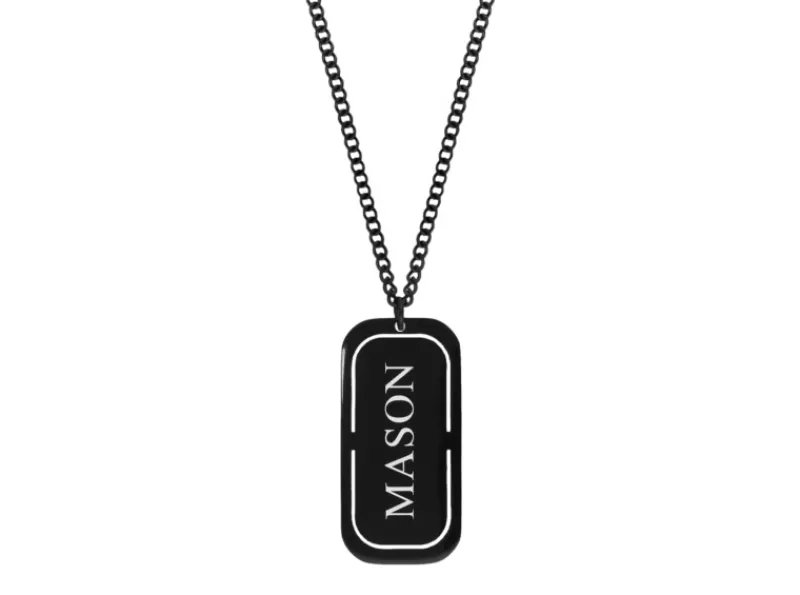 Finaste Graveerbare tag ketting heren zwart Online