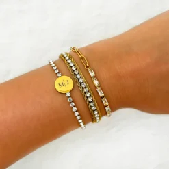 Finaste Graveerbare Tennis Armband Goudkleurig Discount