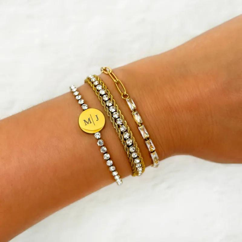 Finaste Graveerbare Tennis Armband Goudkleurig Discount