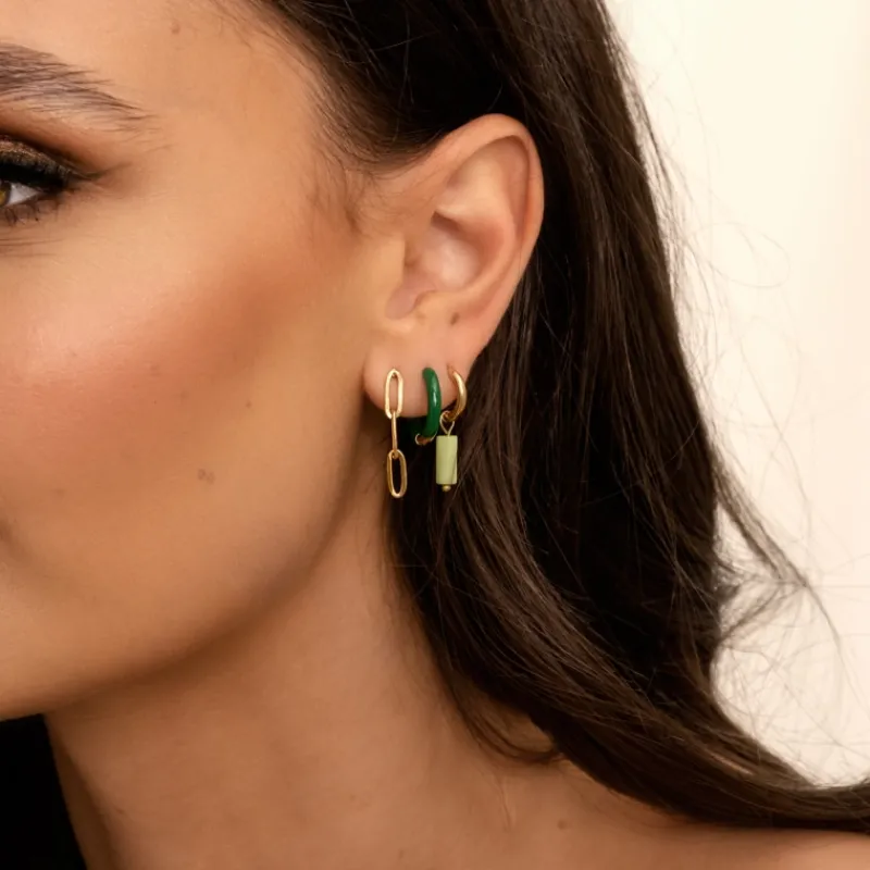 Finaste Green shell earrings goldplated Online