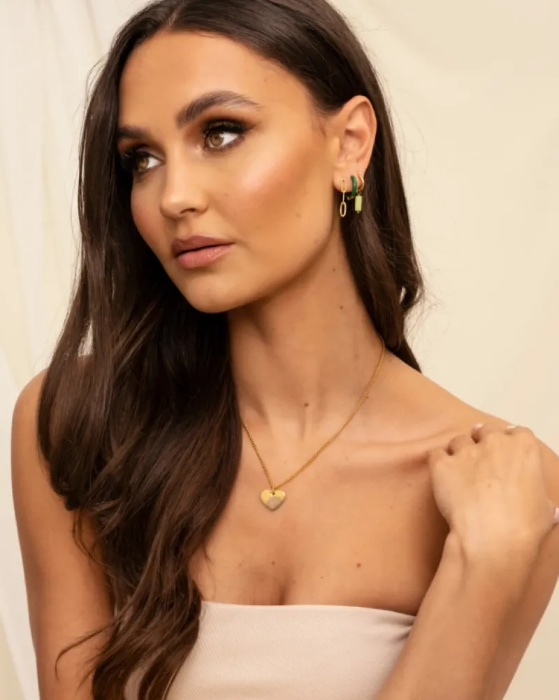 Finaste Green shell earrings goldplated Online