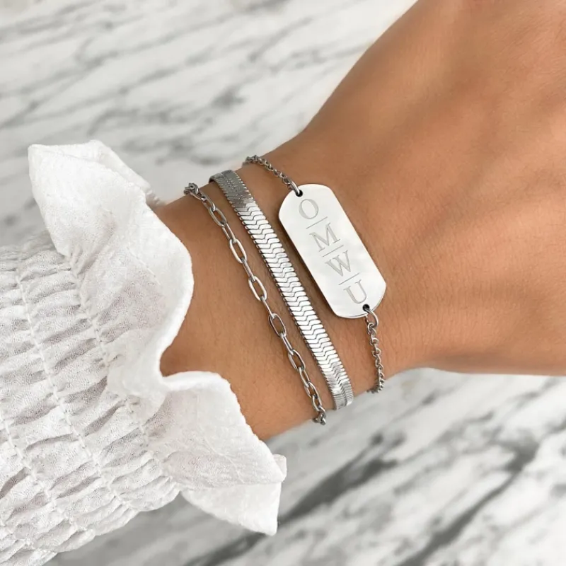 Finaste Grote bar armband met 4 letters Sale
