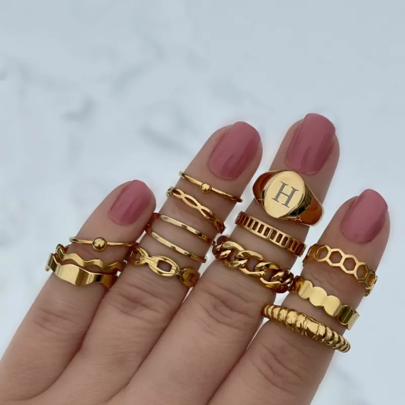 Finaste Grote zegelring 1 letter goud kleurig Clearance