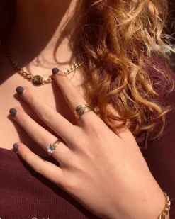 Finaste Grove ring statement goud kleurig Sale