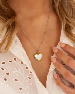 Finaste Hartjes ketting parelmoer goudkleurig Outlet