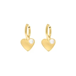 Finaste Heart & pearl earrings goldplated Clearance