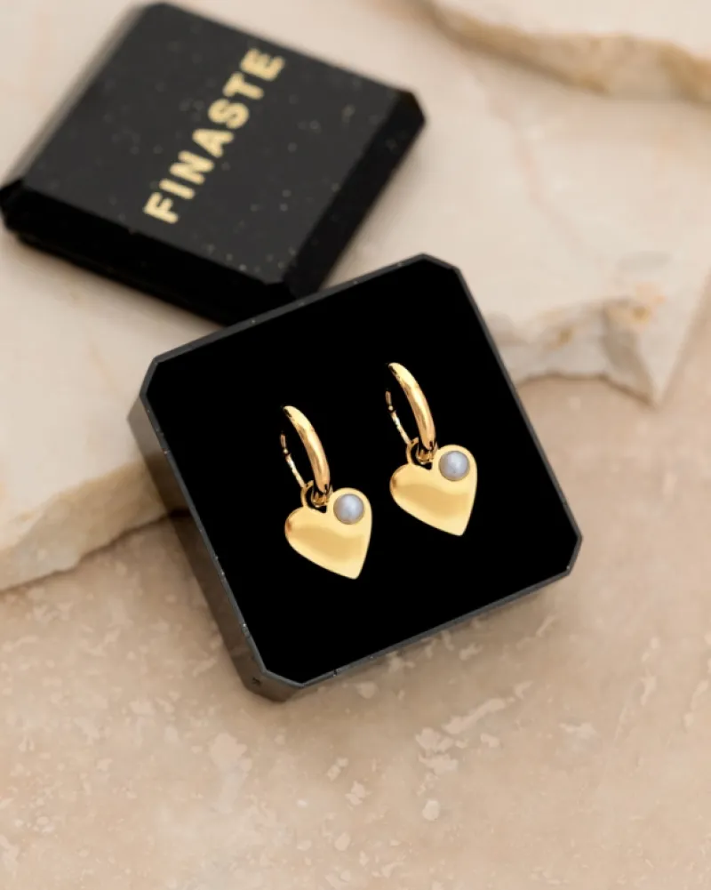 Finaste Heart & pearl earrings goldplated Clearance
