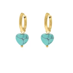 Finaste Heart earrings turquoise goldplated Outlet