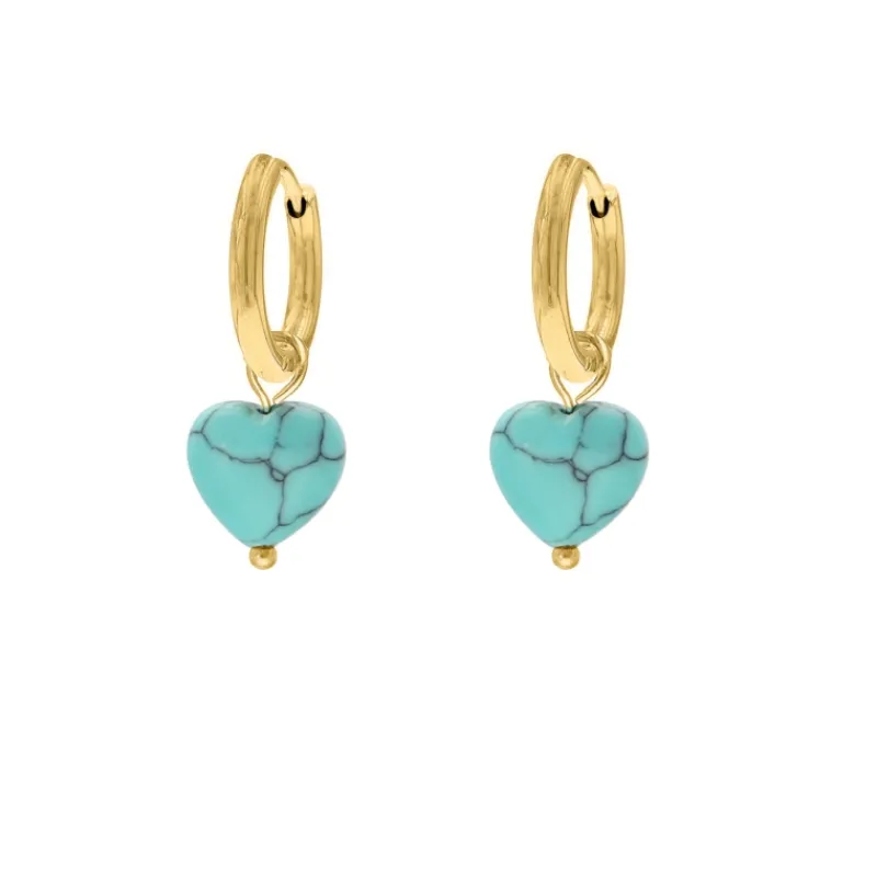 Finaste Heart earrings turquoise goldplated Outlet