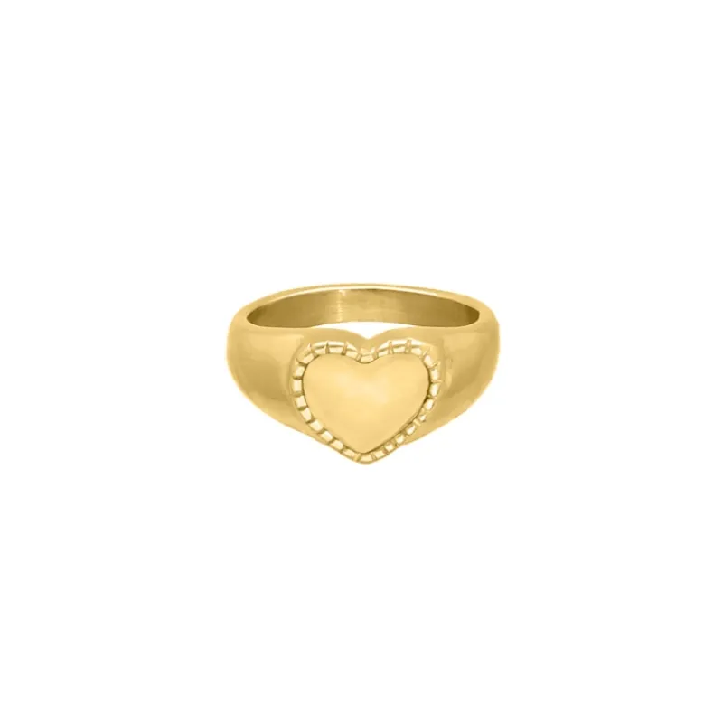 Finaste Heart Zegelring Goudkleurig Sale
