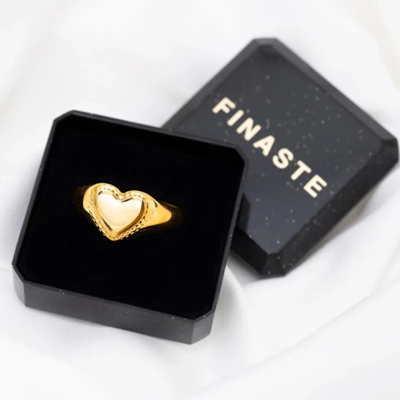 Finaste Heart Zegelring Goudkleurig Sale