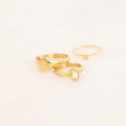 Finaste Heart Zegelring Goudkleurig Sale