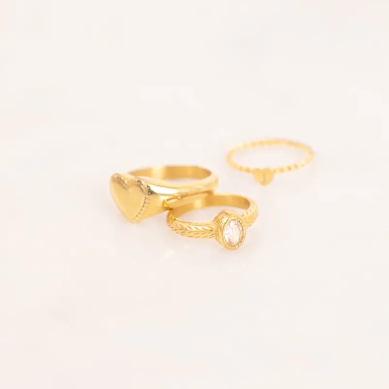 Finaste Heart Zegelring Goudkleurig Sale