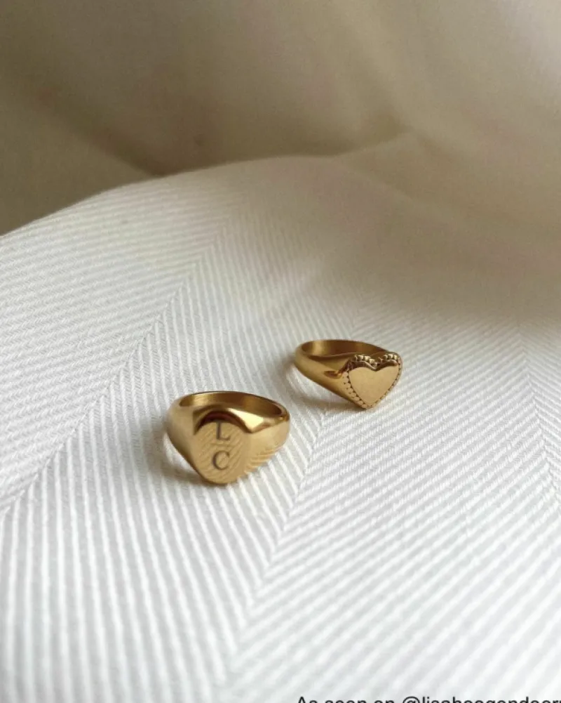 Finaste Heart Zegelring Goudkleurig Sale