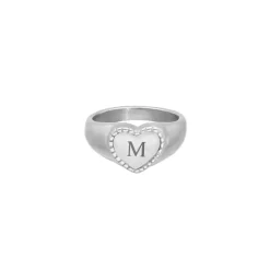 Finaste Heart zegelring met initials Hot