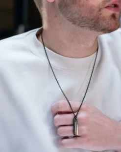 Finaste Heren ketting met tekst zwart Best