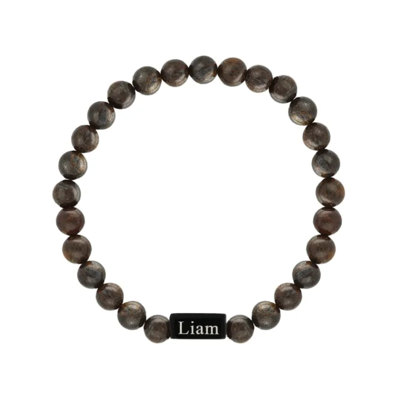 Finaste Heren kralen armband met naam bruin Fashion