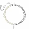 Finaste Initial armband chain & pearl kleur zilver Sale