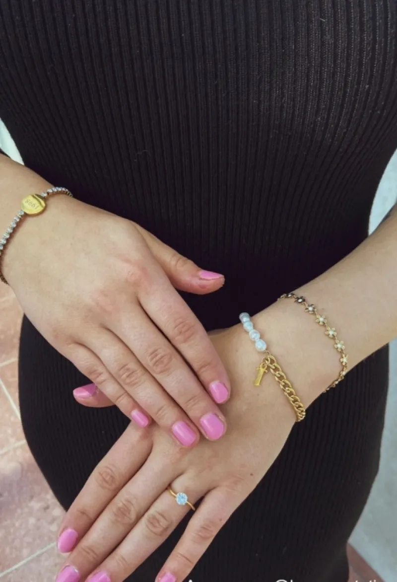 Finaste Initial armband chain & pearl kleur goud Online