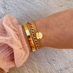 Finaste Initial Armband Coin Goud Kleurig Hot