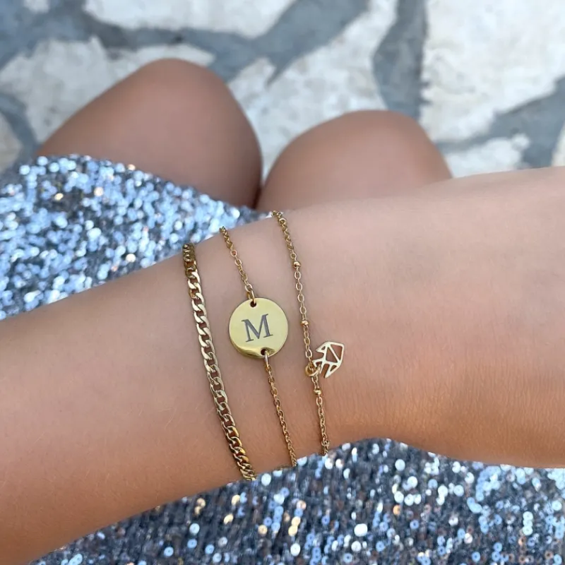 Finaste Initial Armband Coin Goud Kleurig Hot