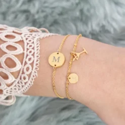 Finaste Initial Armband Coin Goud Kleurig Hot
