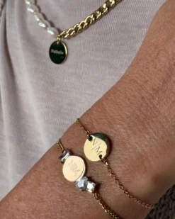 Finaste Initial armband high-end stones goudkleurig New