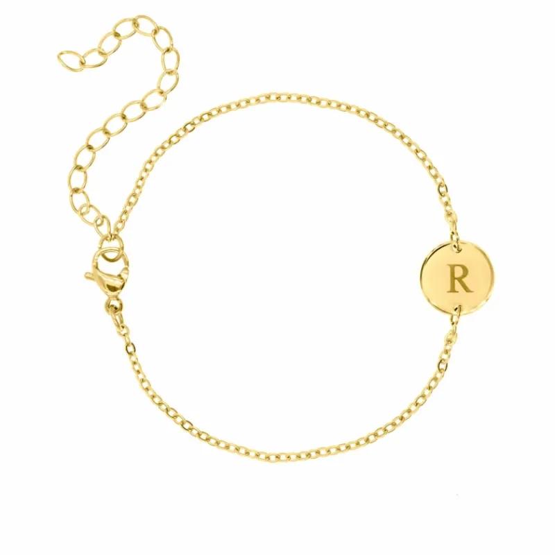 Finaste Initial Armband Mini Coin Goud Kleurig Best