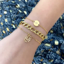Finaste Initial Armband Mini Coin Goud Kleurig Best