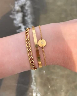 Finaste Initial Armband Mini Coin Goud Kleurig Best
