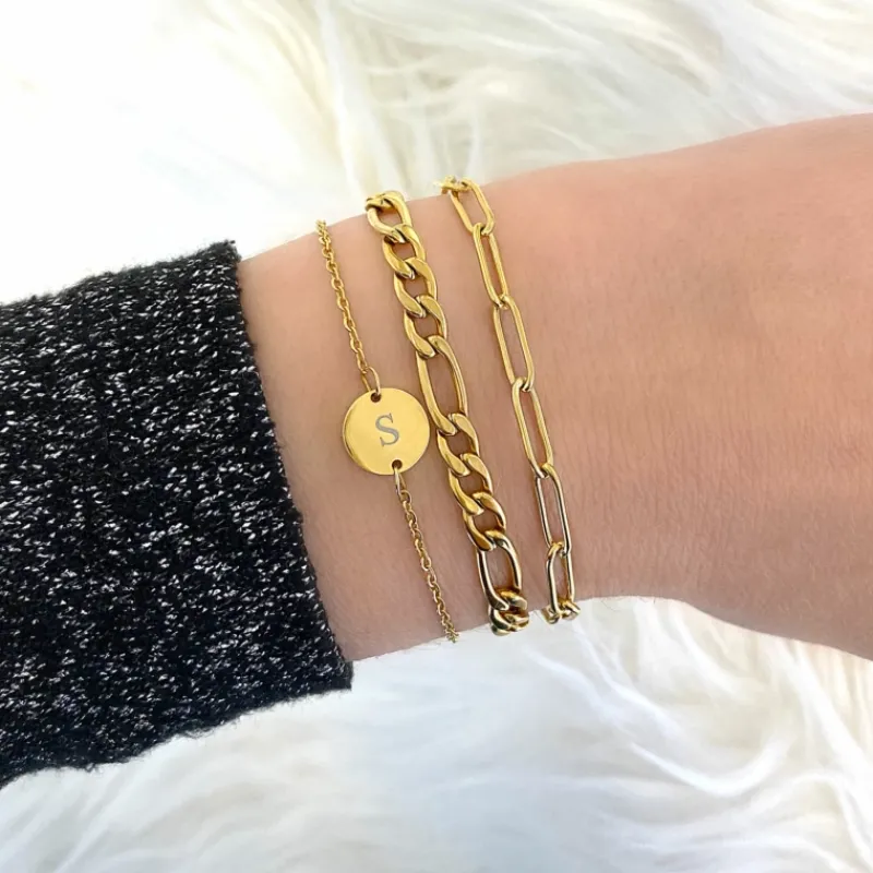 Finaste Initial Armband Mini Coin Goud Kleurig Best