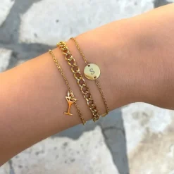 Finaste Initial Armband Mini Coin Goud Kleurig Best