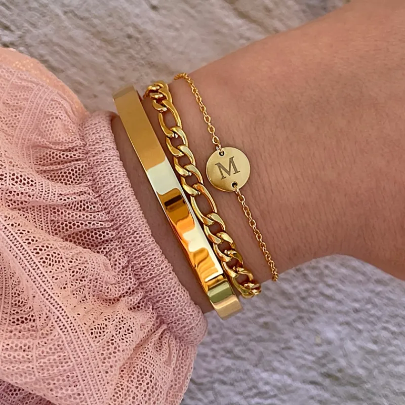 Finaste Initial Armband Mini Coin Goud Kleurig Best