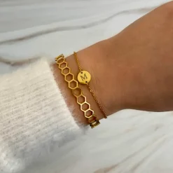 Finaste Initial Armband Mini Coin Goud Kleurig Best
