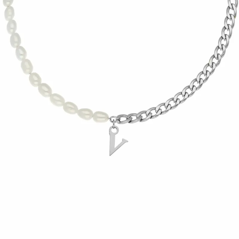 Finaste Initial ketting chain & pearl Outlet