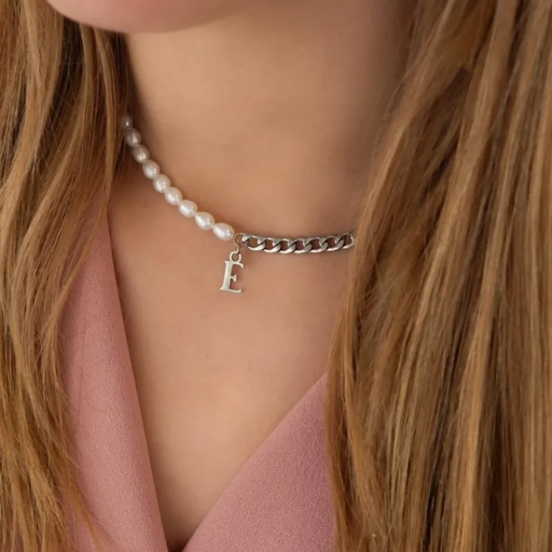Finaste Initial ketting chain & pearl Outlet