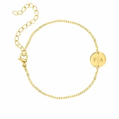 Finaste 2 initialen armband klein muntje goud kleurig Best