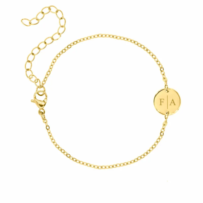 Finaste 2 initialen armband klein muntje goud kleurig Best