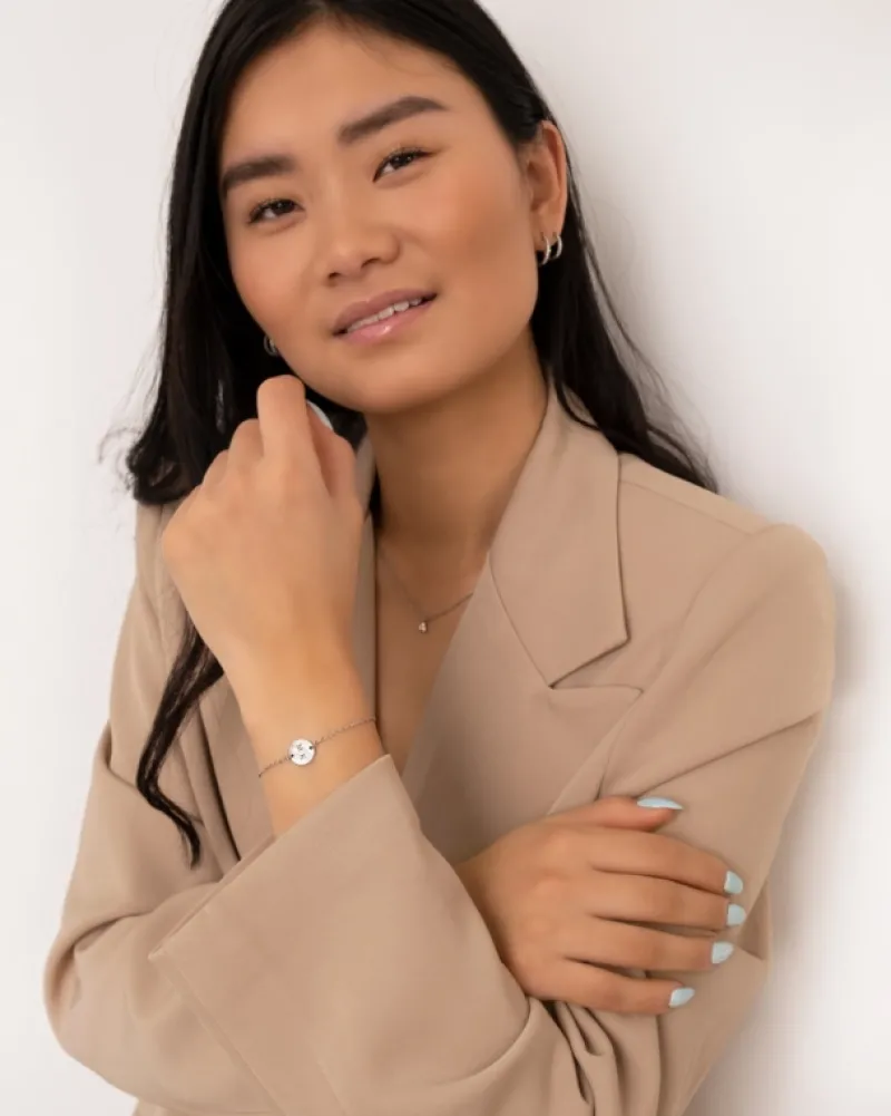 Finaste 2 initialen armband klein muntje Outlet