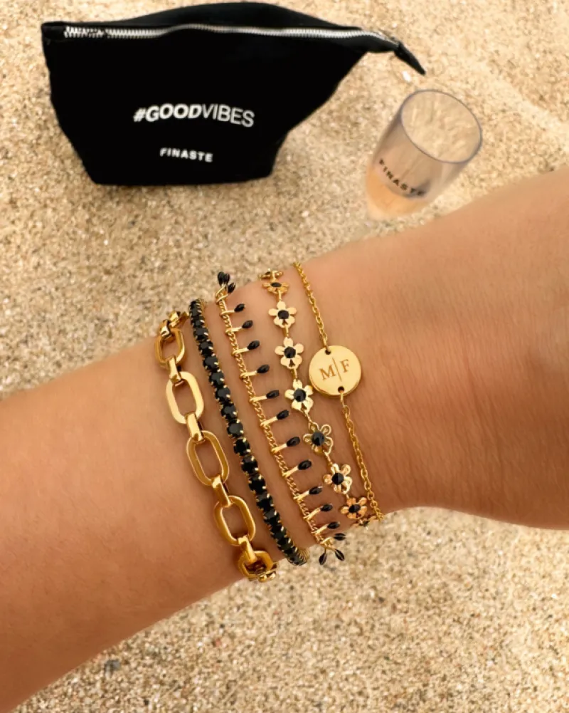 Finaste 2 initialen armband klein muntje goud kleurig Best