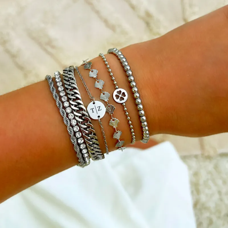 Finaste 2 initialen armband klein muntje Outlet