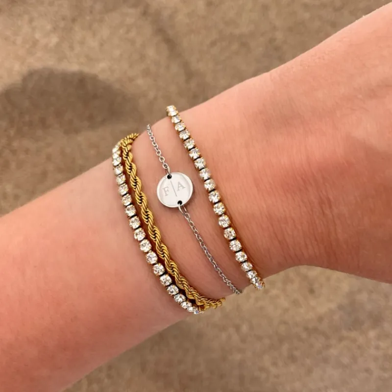 Finaste 2 initialen armband klein muntje Outlet