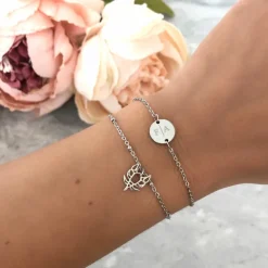 Finaste 2 initialen armband klein muntje Outlet