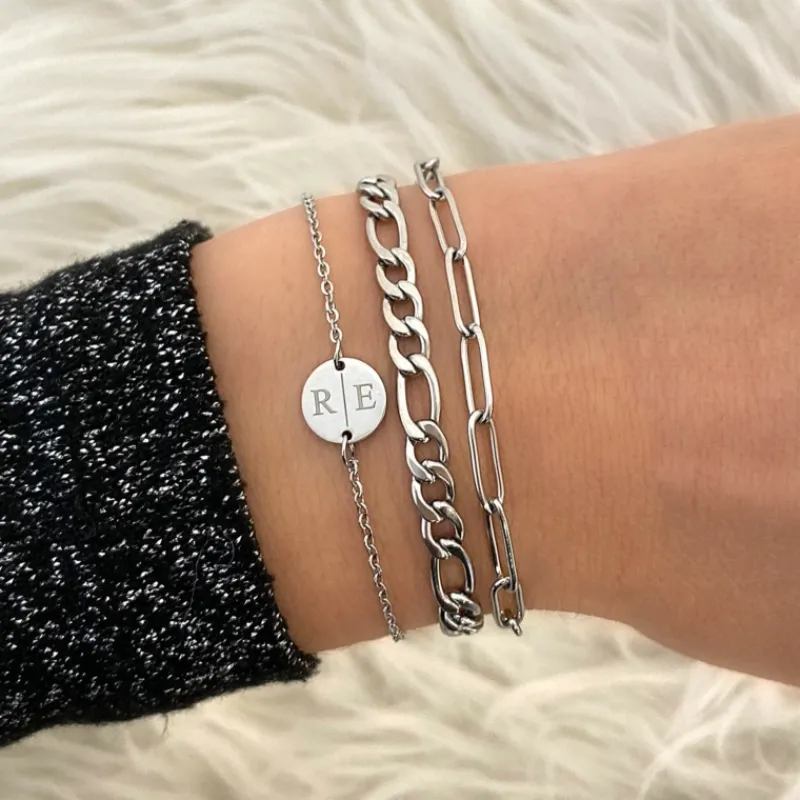 Finaste 2 initialen armband klein muntje Outlet